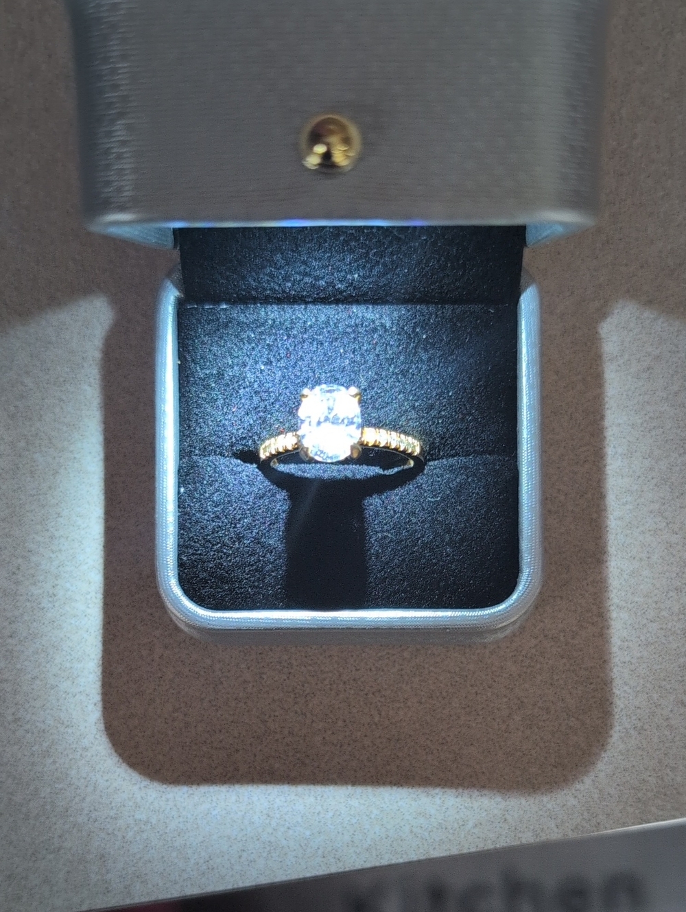 Gold Engagement Ring with Clear Center Stone